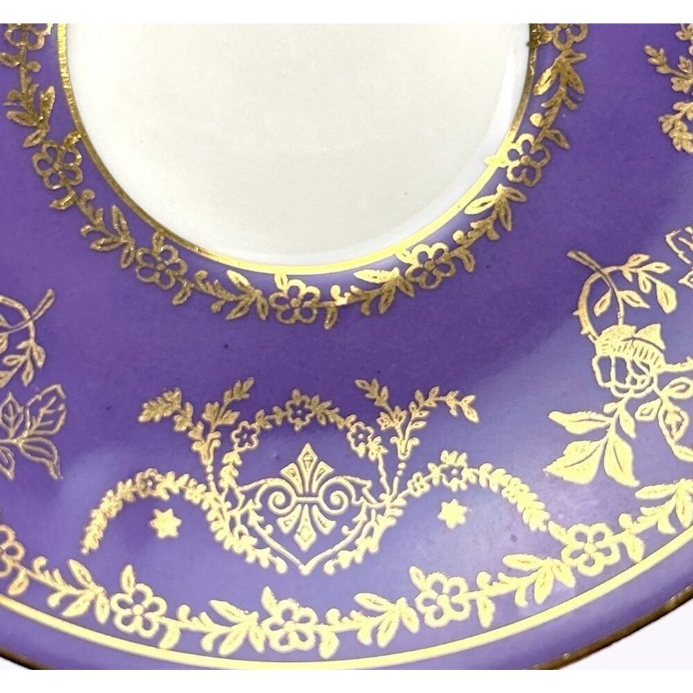 Vintage Demitasse Cup Saucer Bremer Schmidt BES Purple Gold Cameo GDR Lovers - Picture 4 of 16